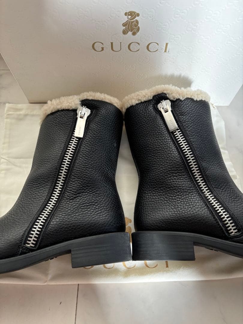 グッチ GUCCI ブーツ ムートンブーツ ムートン カーフレザー キッズ 32