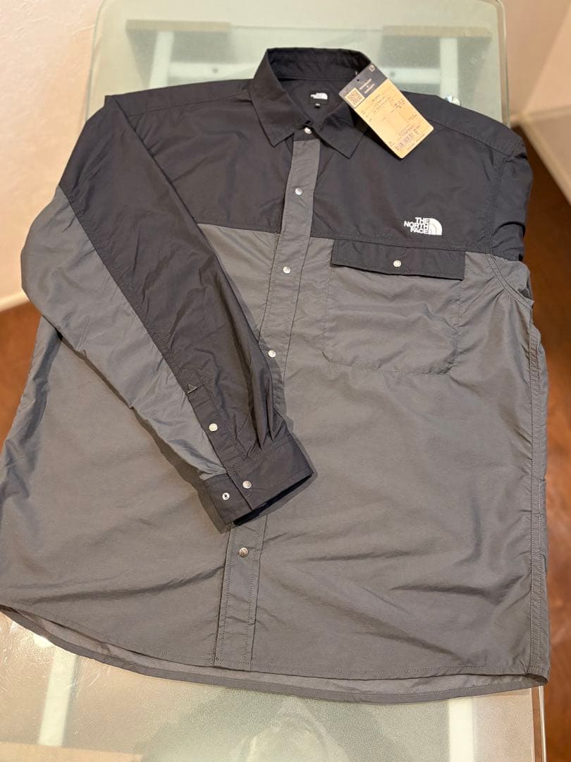 最終価格THE NORTH FACE ナイロンシャツ 黒/グレー XL