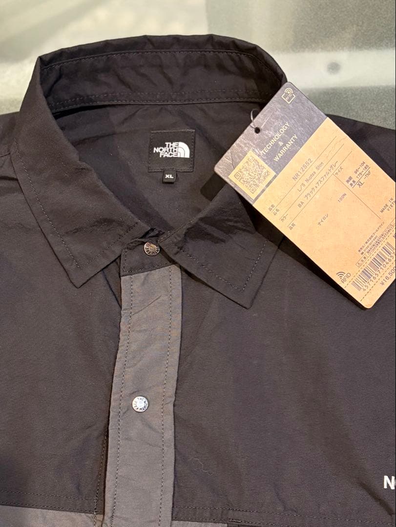 最終価格THE NORTH FACE ナイロンシャツ 黒/グレー XL