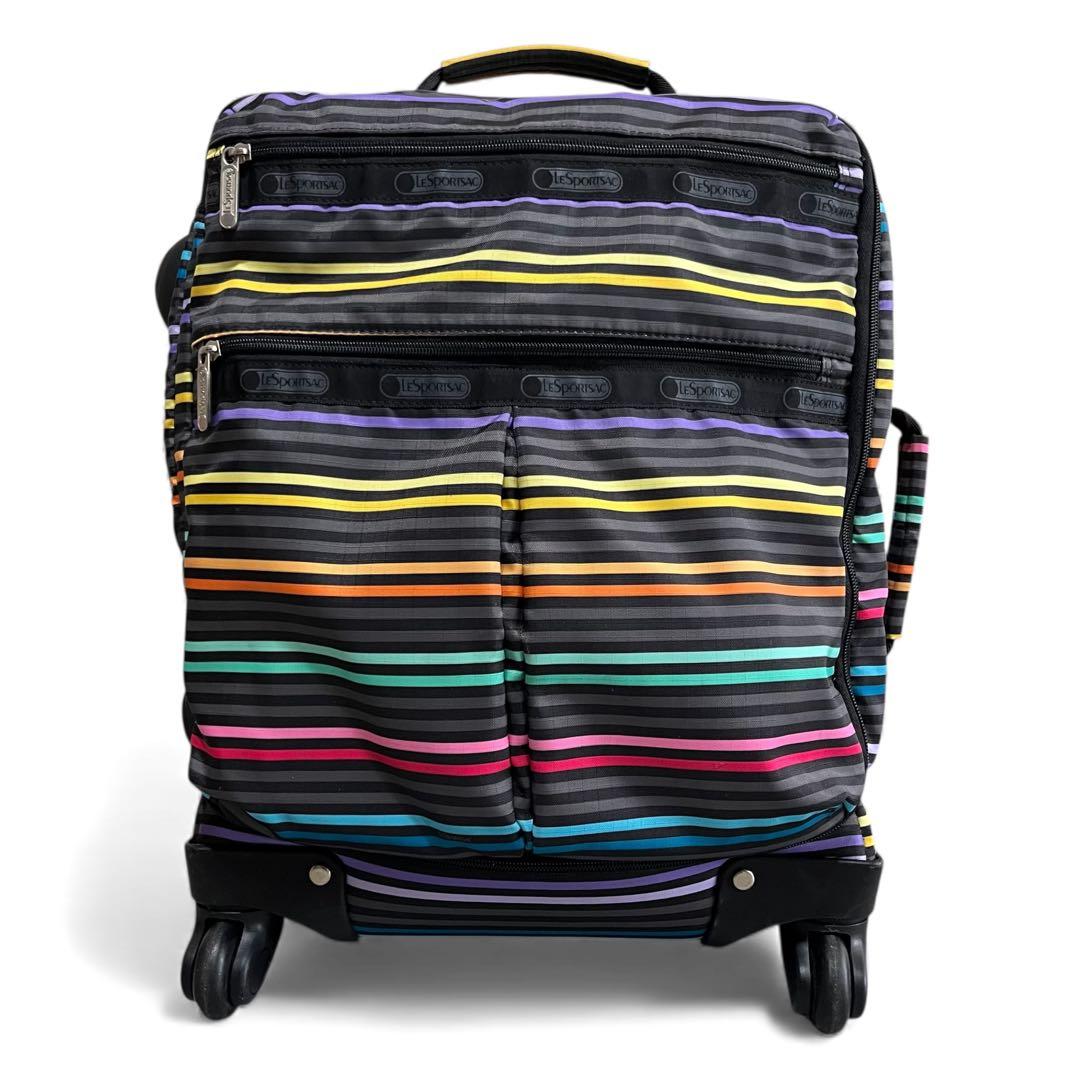 レア レスポートサック キャリーケース 4輪 マルチストライプ ブラック 旅行