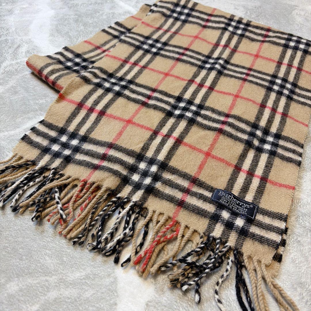 【美品】BURBERRY マフラー カシミヤ100% ノバチェック ベージュ
