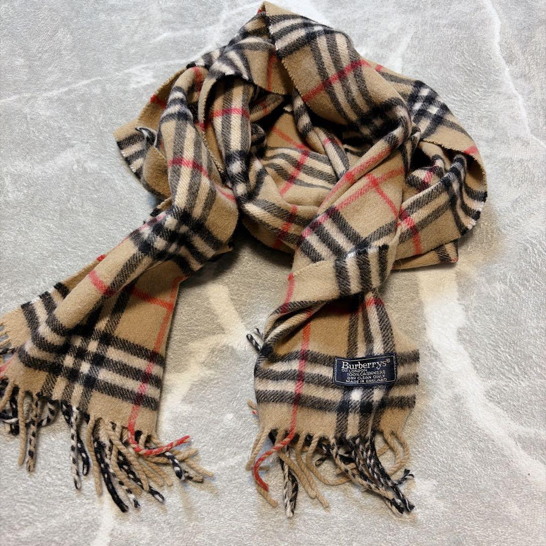 【美品】BURBERRY マフラー カシミヤ100% ノバチェック ベージュ