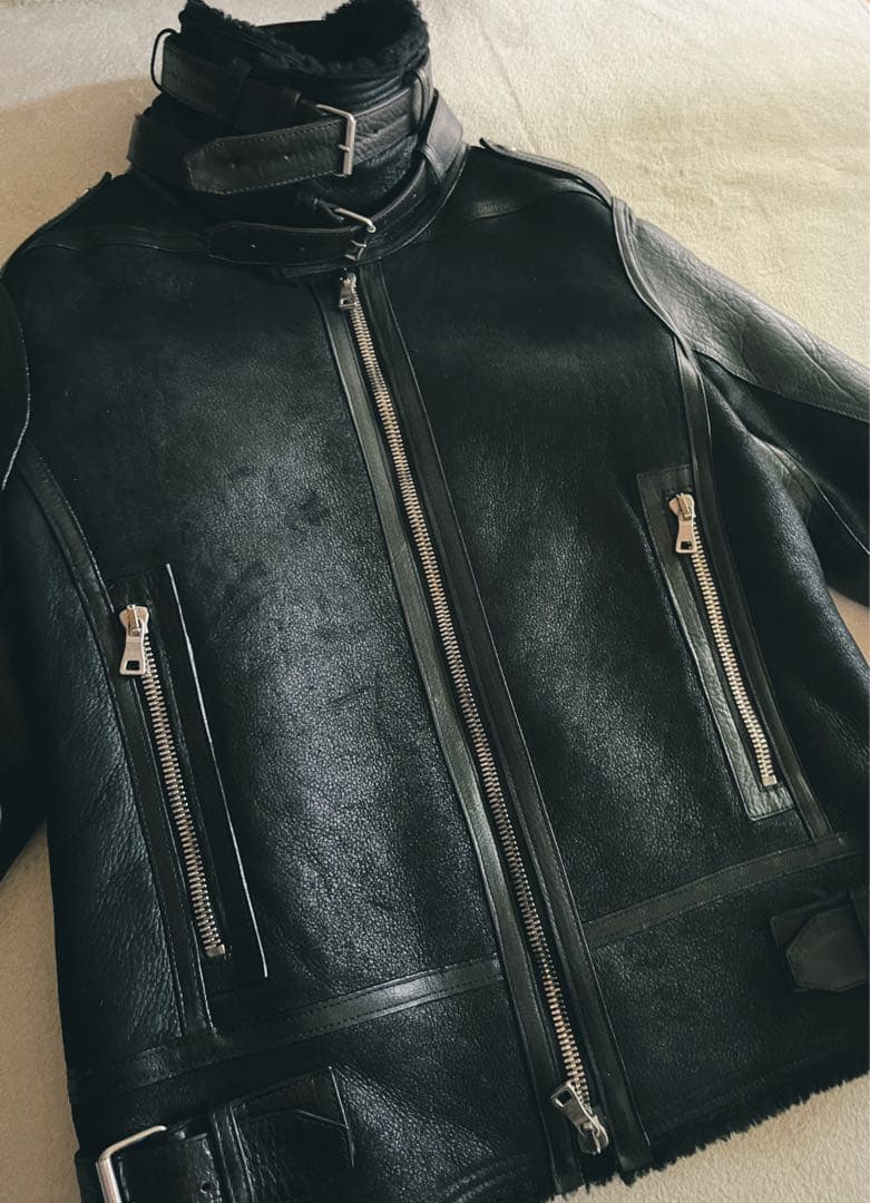 バルマン　　BALMAIN レザーライダースジャケット ブラック