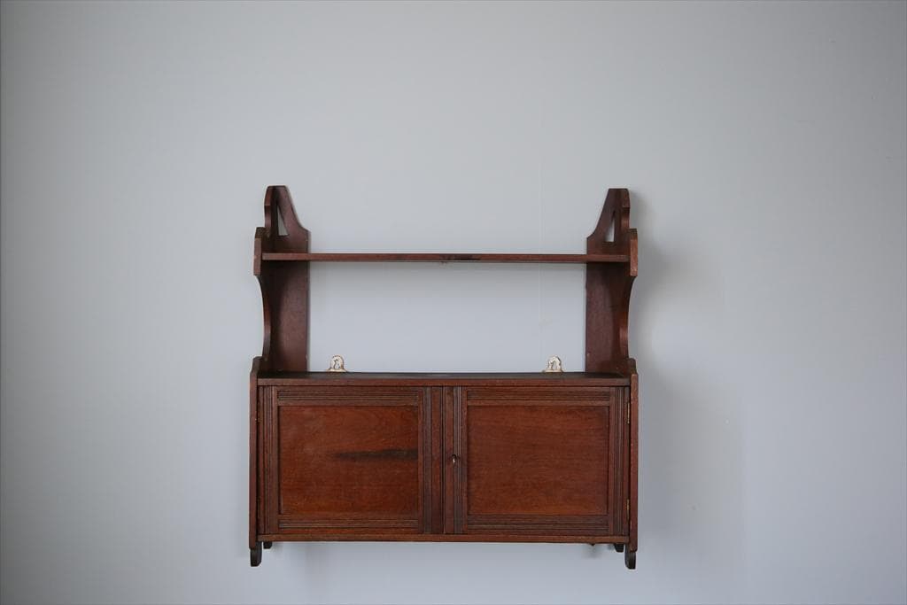 イギリスアンティーク木製ウォールシェルフ/壁掛けラック/飾り棚(91-256)