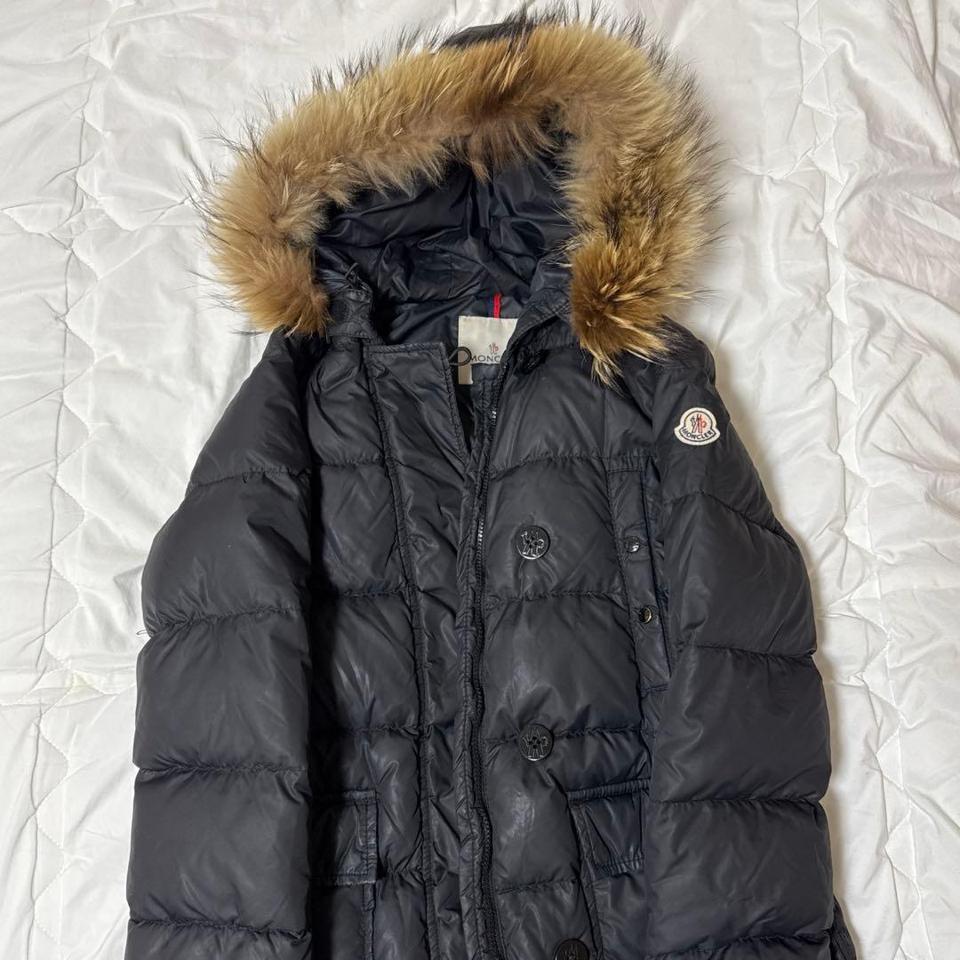 MONCLER モンクレール ロングコート ブラック ファー サイズ0