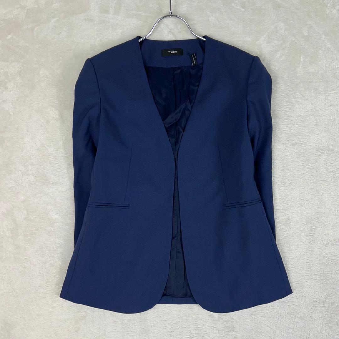 美品♡Theory ノーカラーパンツスーツセットアップtraceablewool