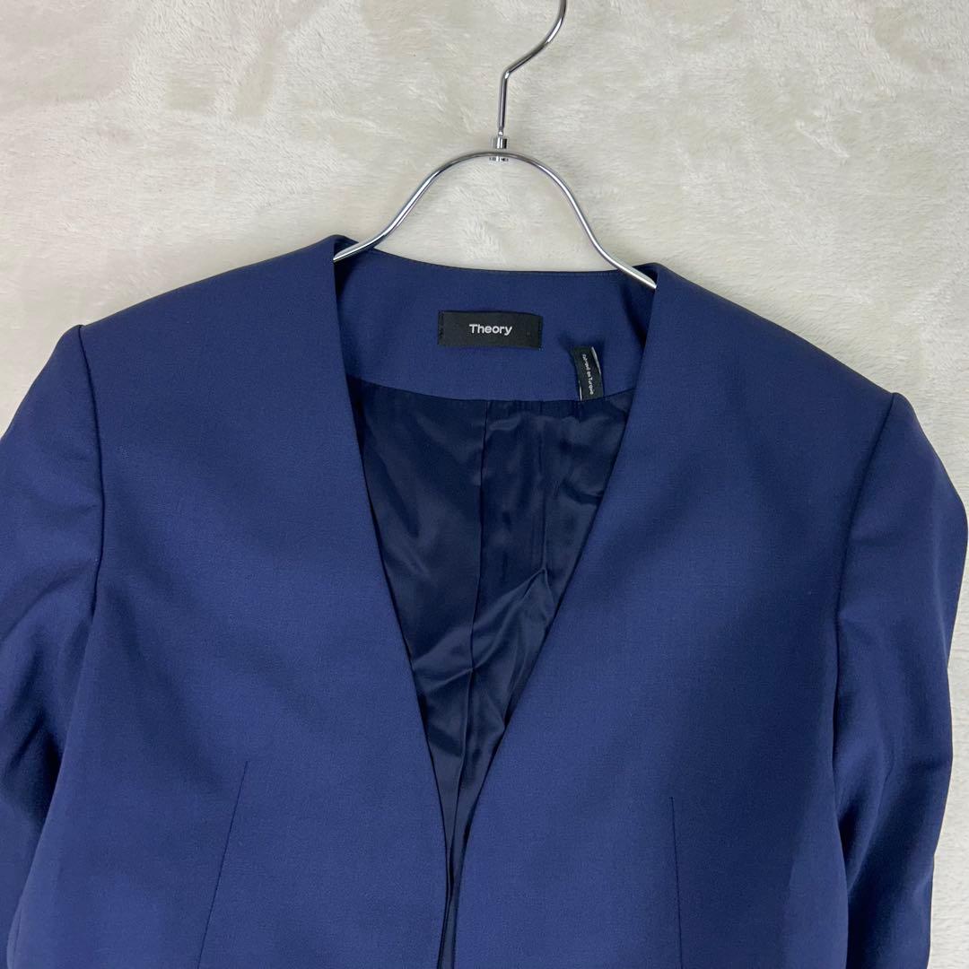 美品♡Theory ノーカラーパンツスーツセットアップtraceablewool