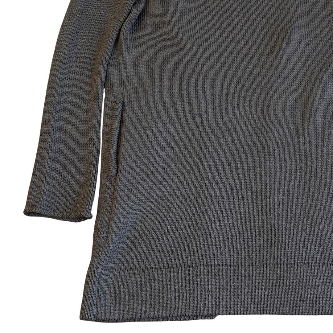 美品　FOXEY フォクシー フード付ロングニットコート グレー 日本製