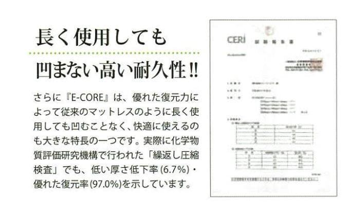 E-CORE高反発マットレス　厚さ3.5cm　シングルサイズ　コア材のみ