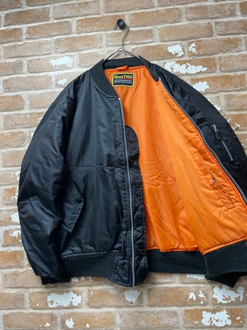 00s MA-1 フライトジャケット　ミリタリー　リバーシブル　黒　オレンジ