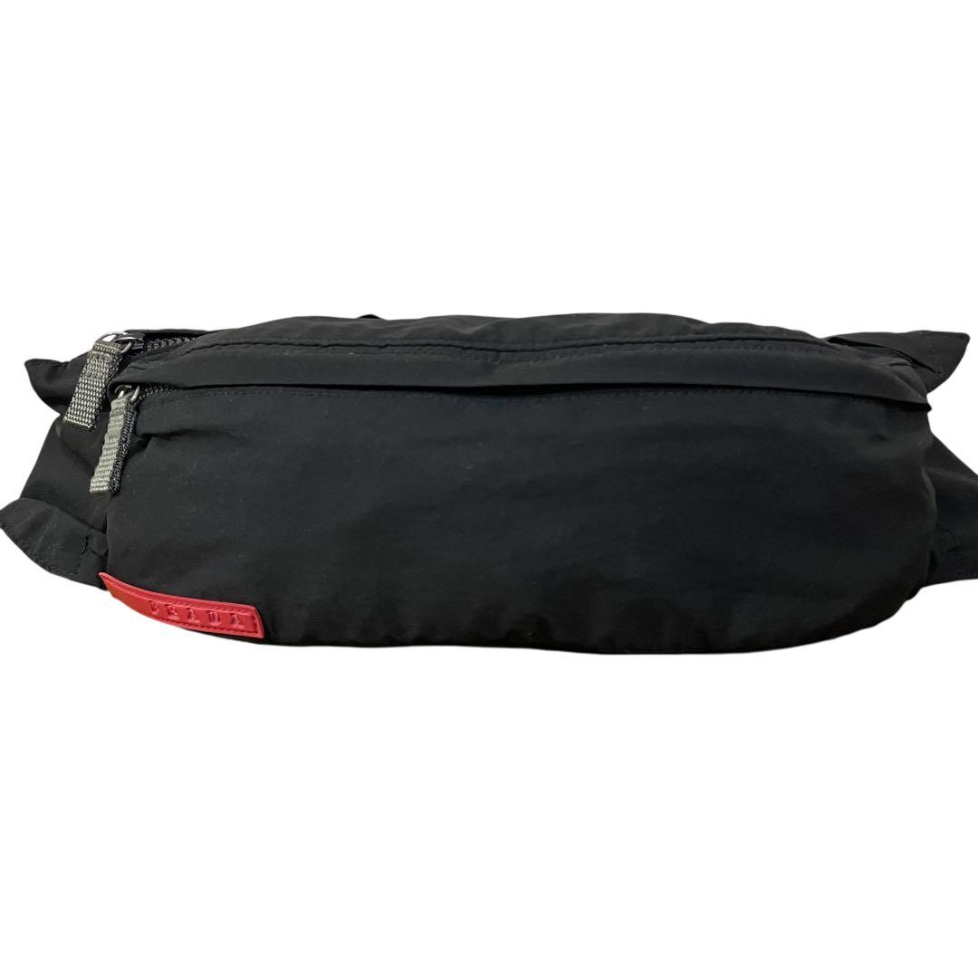 プラダスポーツ　ウエストポーチ　4VA107 ナイロン　黒　ロゴプレート