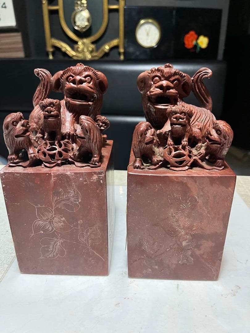 狛犬、獅子、中国狛犬、寿山石彫刻、狛犬彫刻、石材狛犬