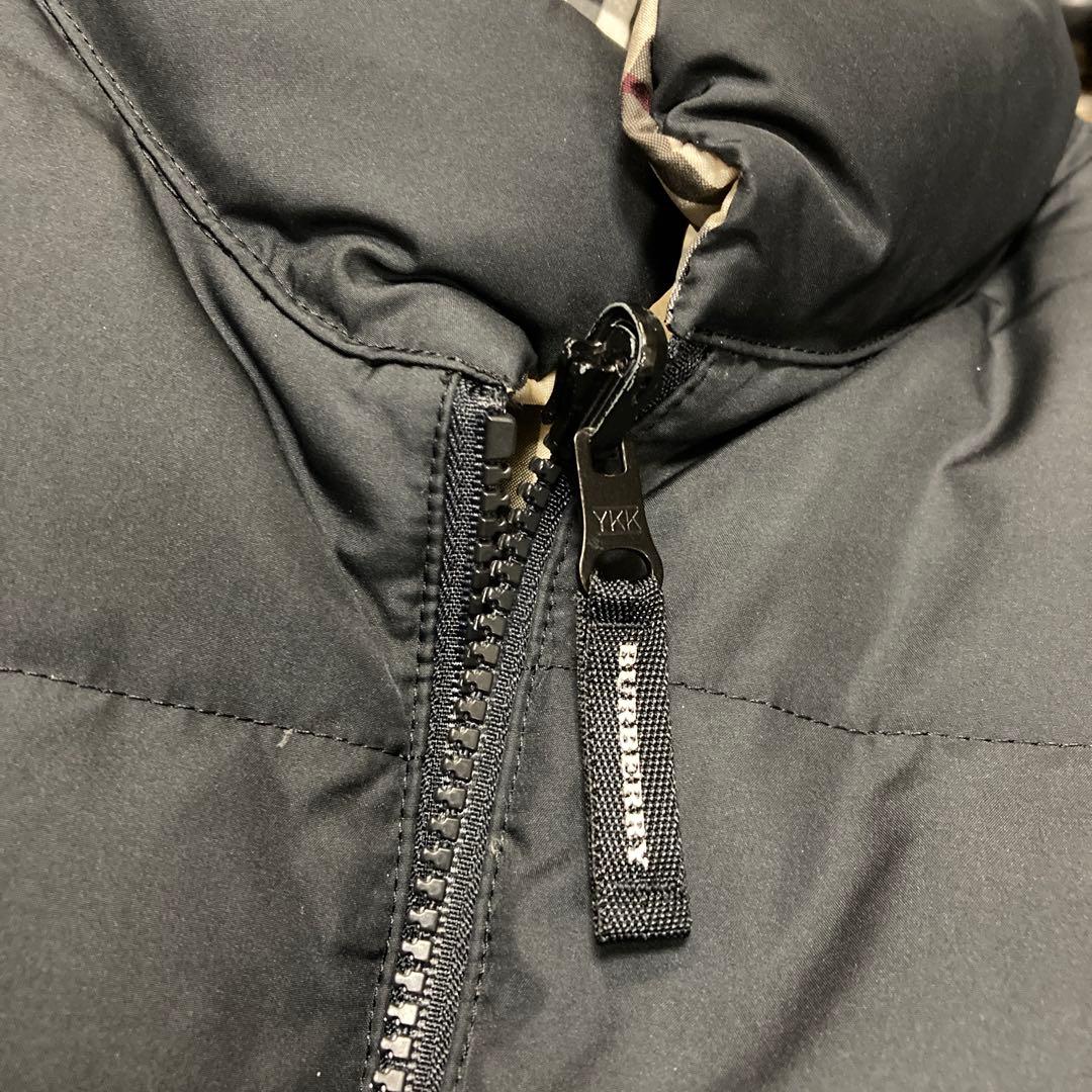 リバーシブル ダウンベスト 黒 チェック柄