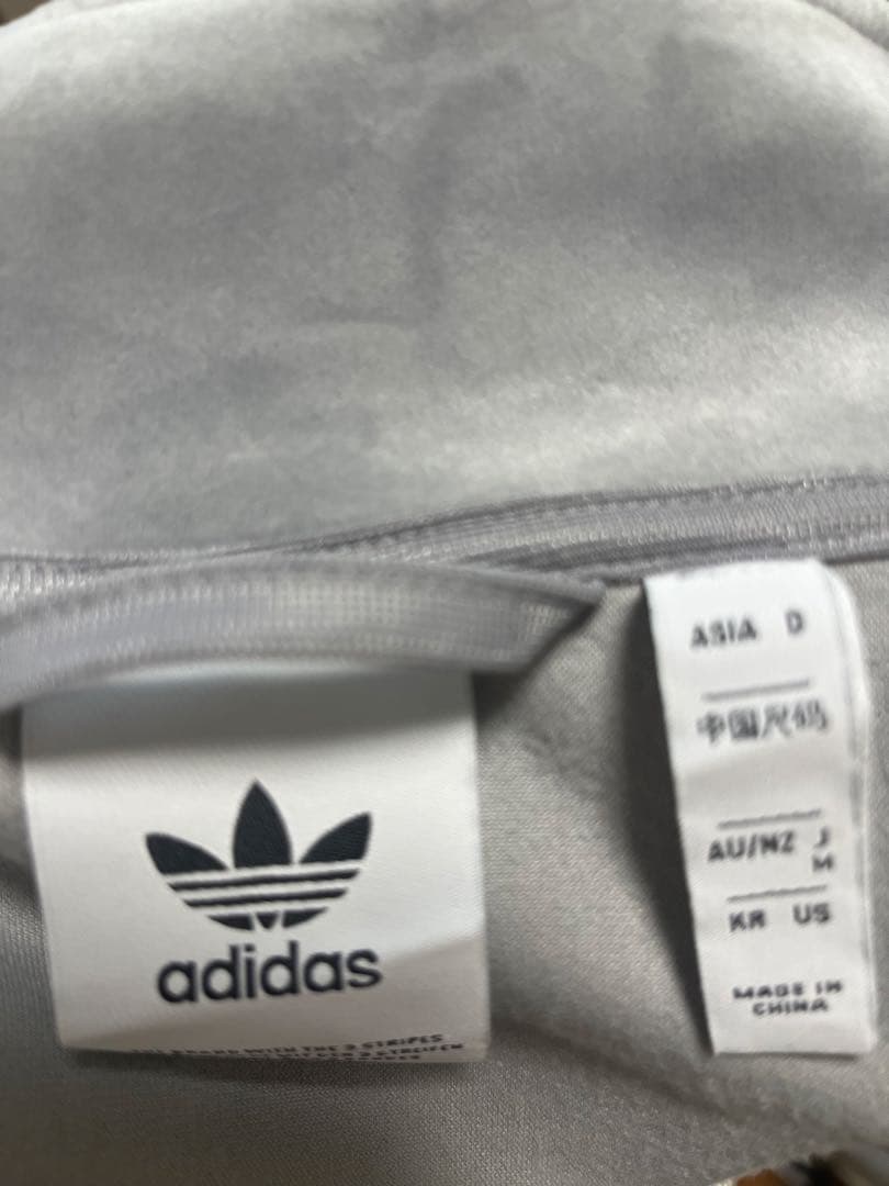 adidas ベロア トラックジャケット グレー Mサイズ