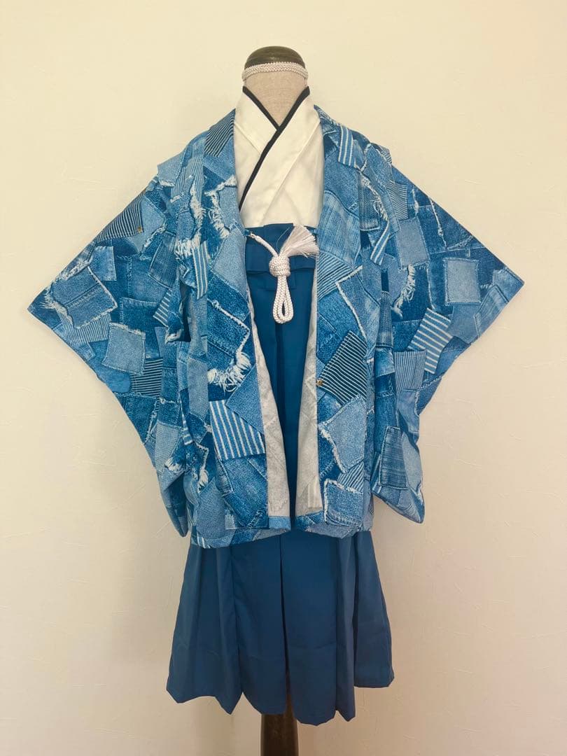 【Kayo】デニムライトブルー　羽織袴セット　120cm