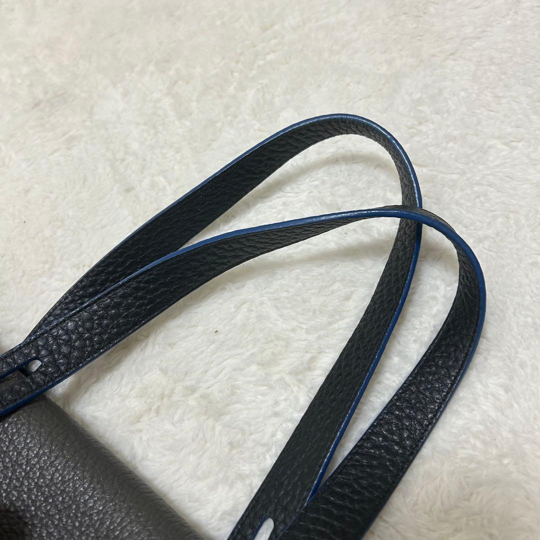 美品✨フルラ ジョーヴェ トートバッグ シボ革 大容量 ブルー グレー ネイビー