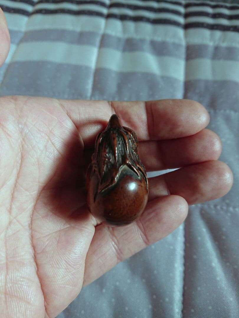 江戸 根付 傷み三茄子 木彫 木製 彫刻