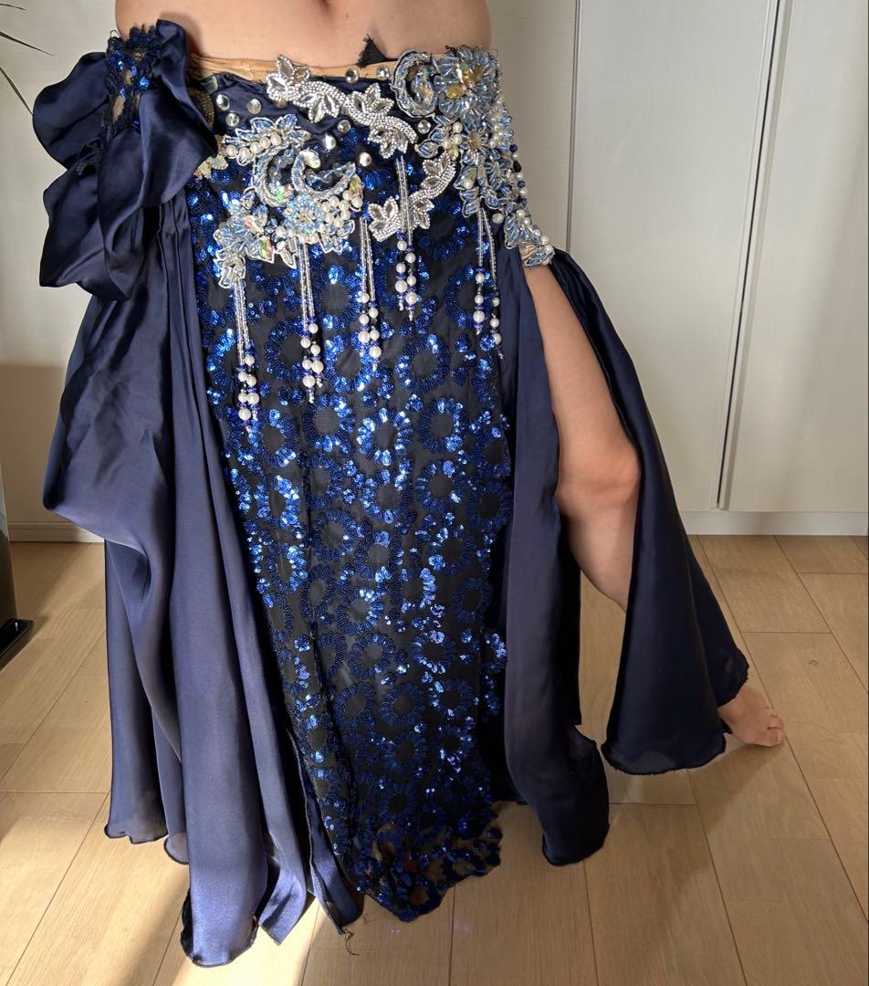 Hanan ベリーダンス　ブラスカートセット　紺色