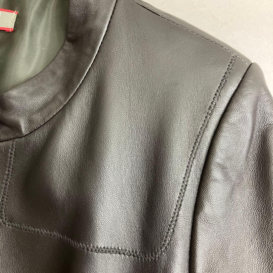 ⭐*☆様 新品　m/m ビノン　羊革　軽量　レザー　ノーカラーコート　ジャケット