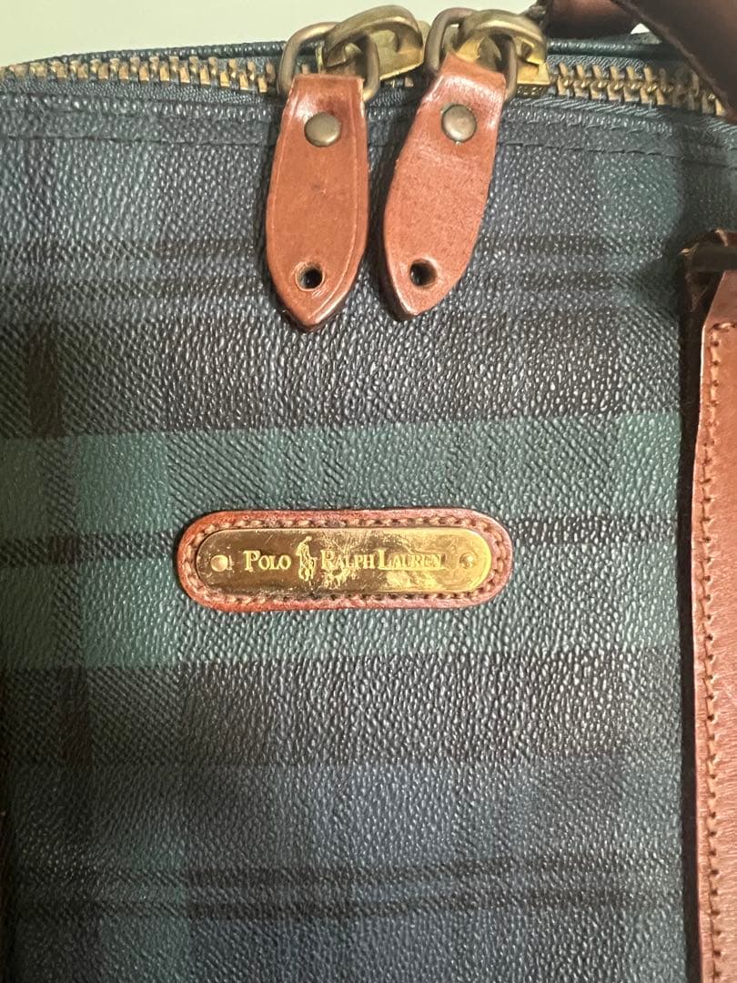 POLO RALPH LAUREN ダークグリーンチェック ボストンバッグ