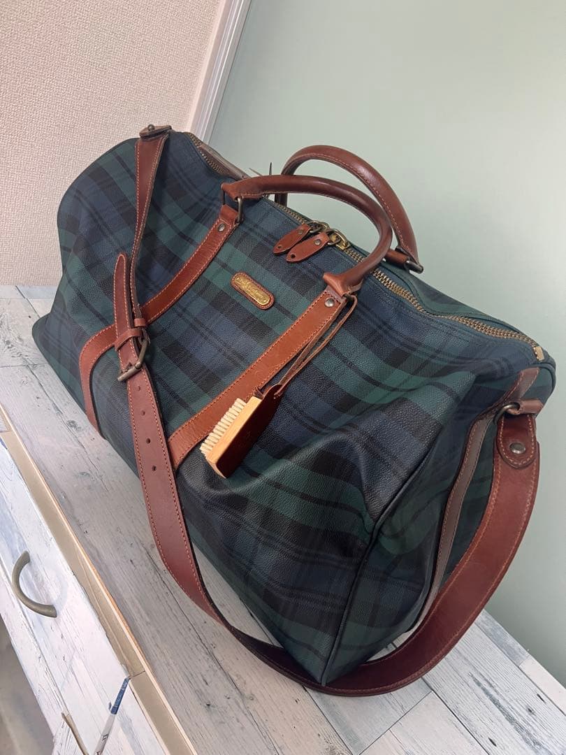 POLO RALPH LAUREN ダークグリーンチェック ボストンバッグ