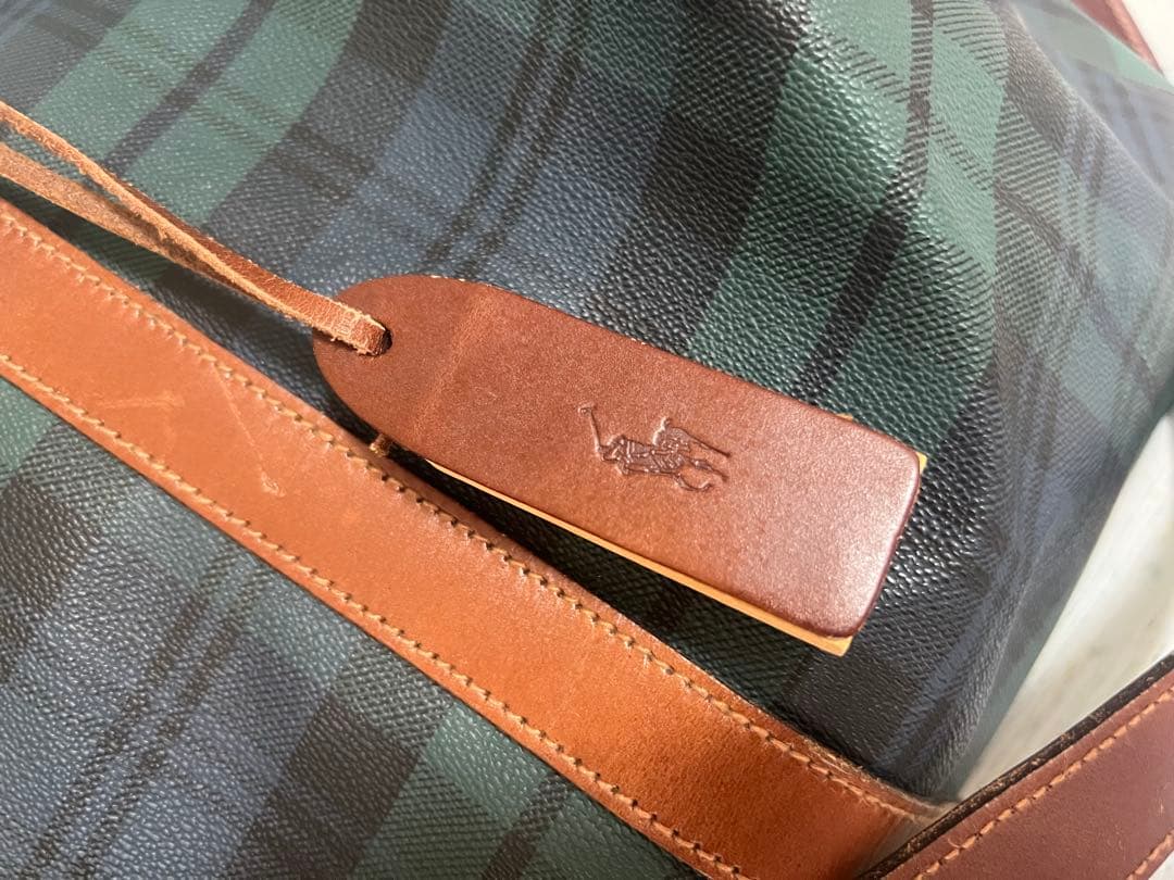 POLO RALPH LAUREN ダークグリーンチェック ボストンバッグ