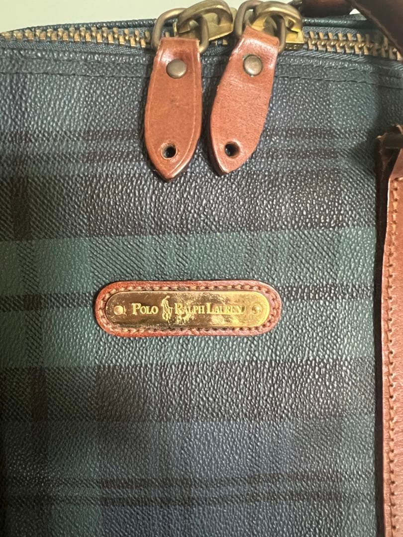 POLO RALPH LAUREN ダークグリーンチェック ボストンバッグ