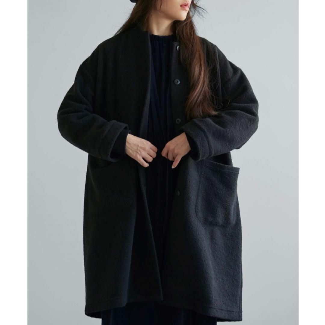 【美品】D/クラスカ/エアブラシュジャージーコート/マオカラーロングコート/38