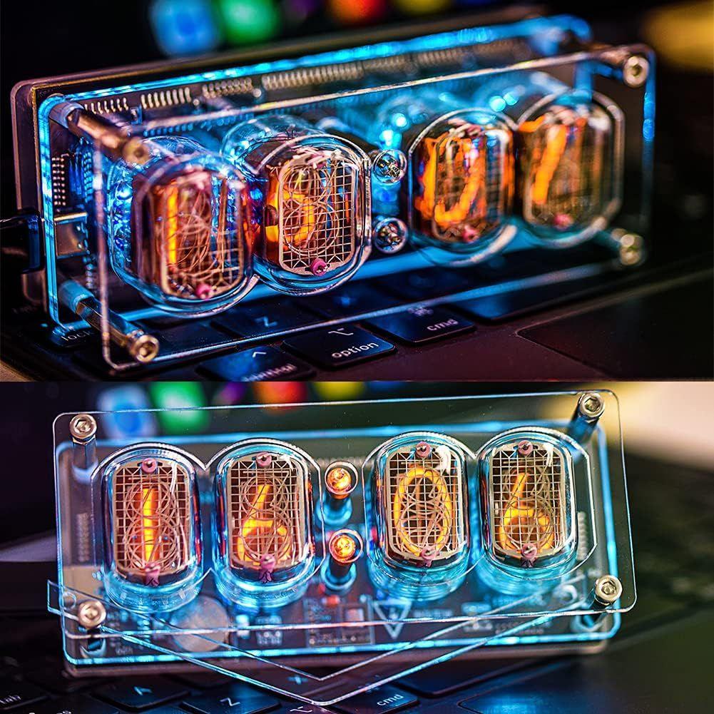 ニキシー管時計 発光管時計 置き時計 デジタル 七色 LED ヴィンテージ
