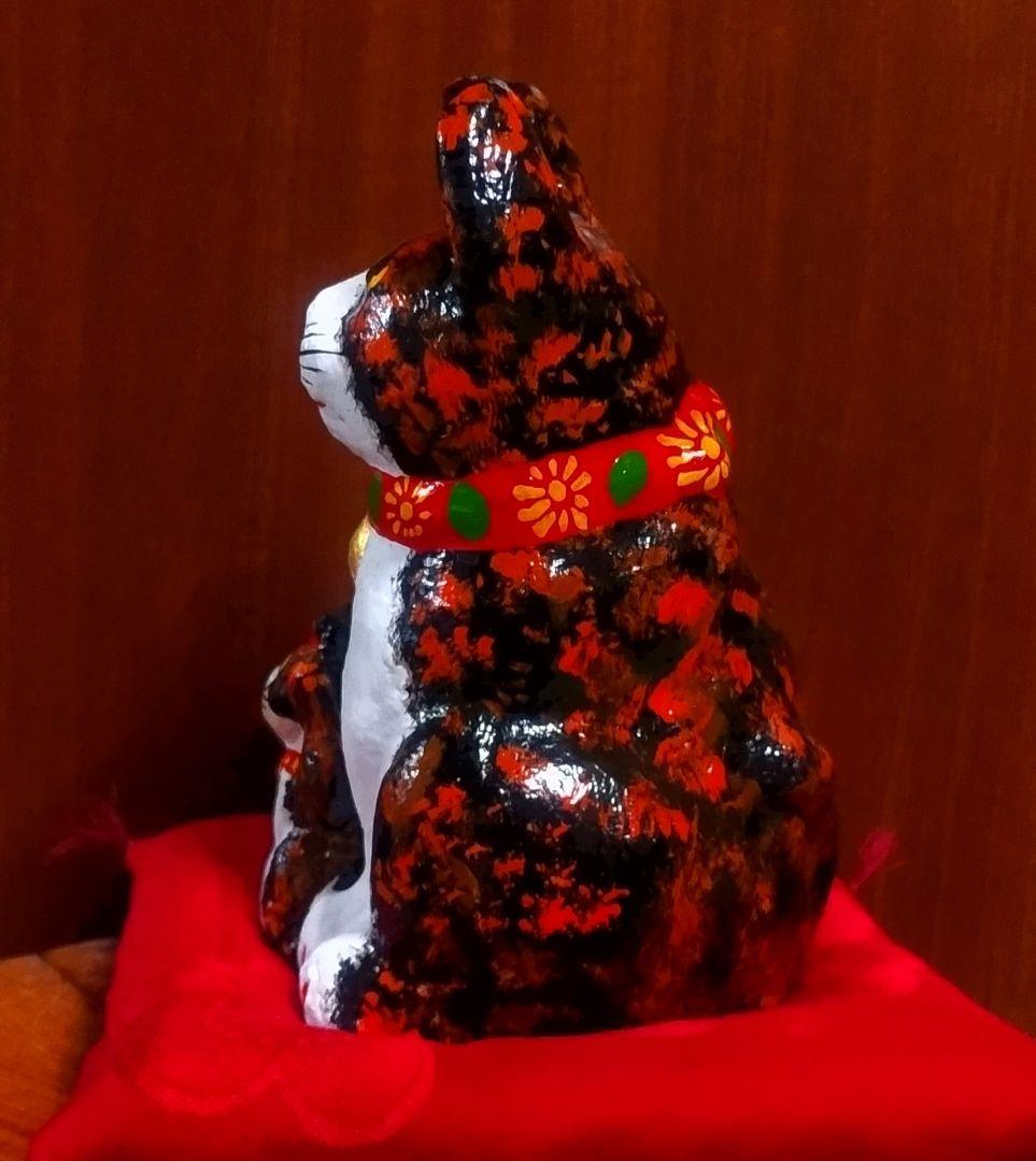 三河招き猫 親子猫 サビ猫＆クロ猫２点セット 土人形 美品