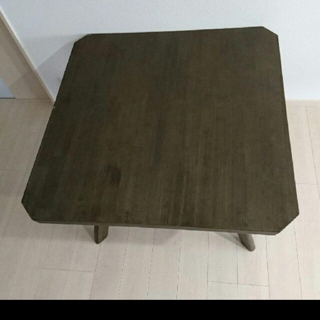 ダークブラウン 木製 正方形ダイニングテーブル