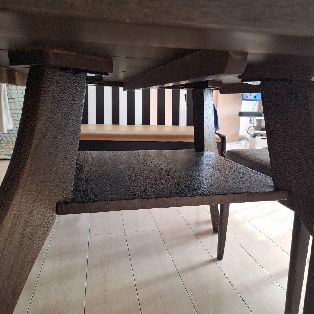 ダークブラウン 木製 正方形ダイニングテーブル