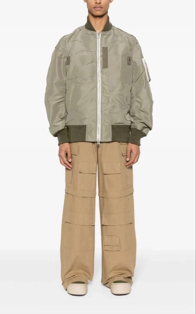 sacai MA-1 パッチワーク ナイロンジャケット サイズ1 カーキ サカイ