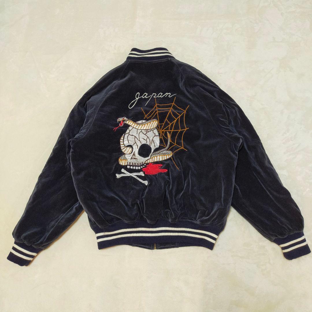 90S　別珍　SHOOT ONE　ドクロ刺繍　スカジャン　Мサイズ