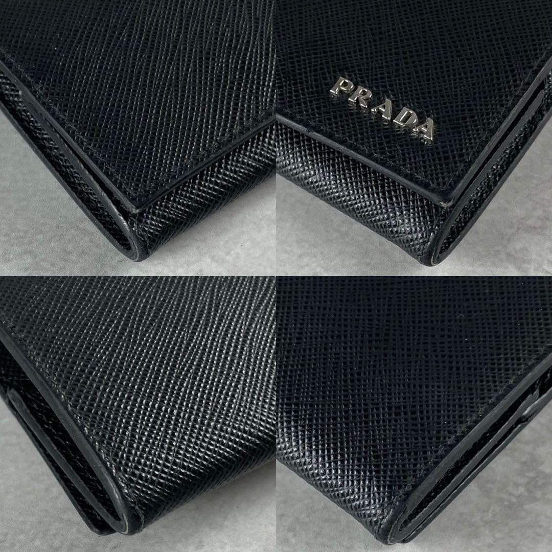 【未使用級】プラダ ケース ロゴ 金具 サフィアーノレザー ブラック 黒