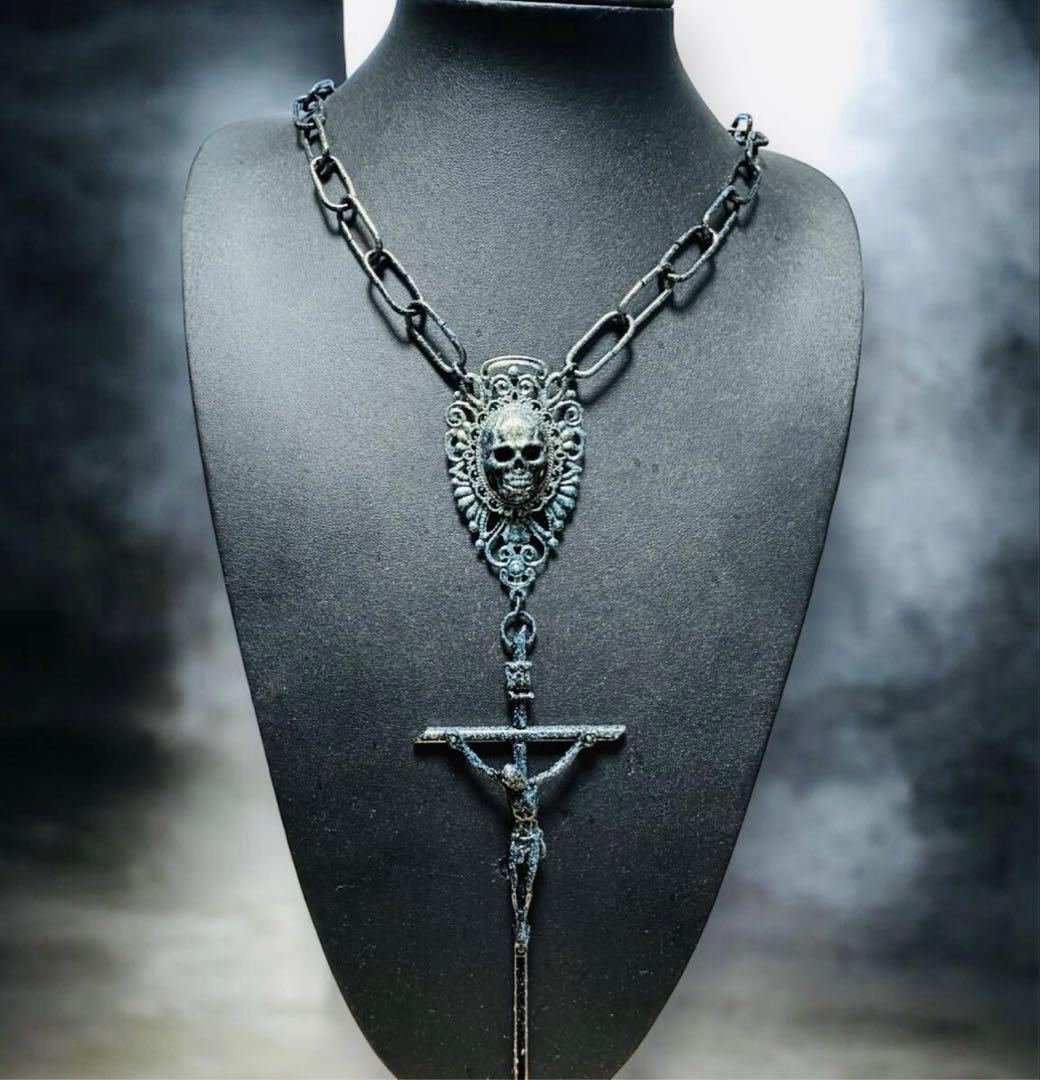 boi様★1点物★ジャンポールゴルチエ★スカルヘッドクロスアンティークネックレス