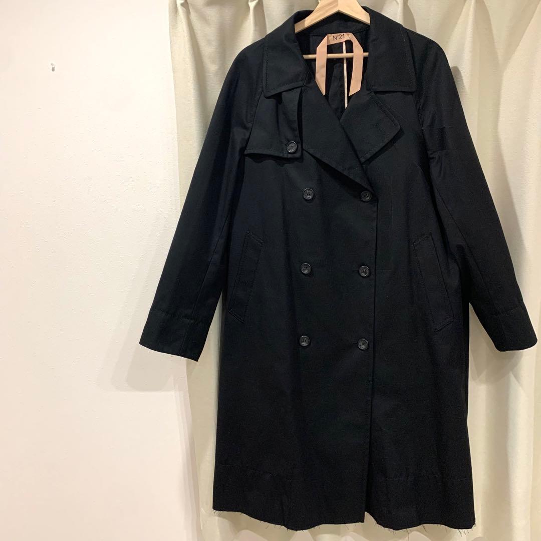 ☆美品☆N°21 ビッグロゴ トレンチコート ウィメンズ 40 BLK