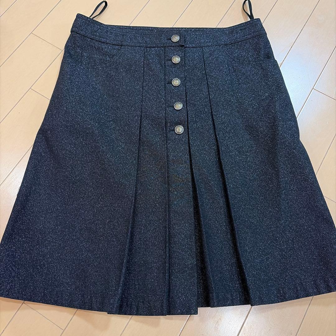 CHANEL プリーツスカート 36 ダークグレー