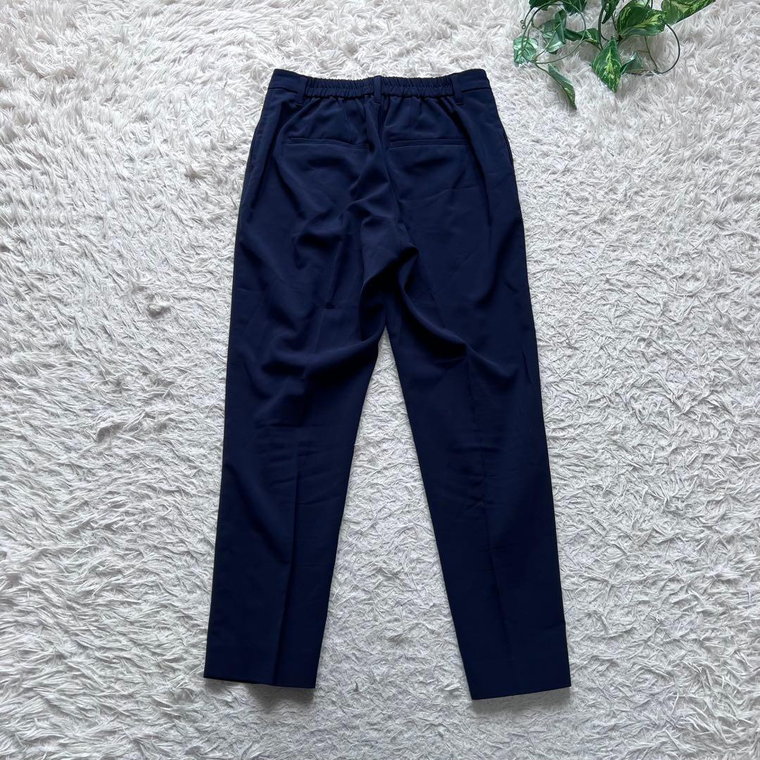 美品 PLST スーツ セットアップ ノーカラー パンツ 洗える ネイビー L