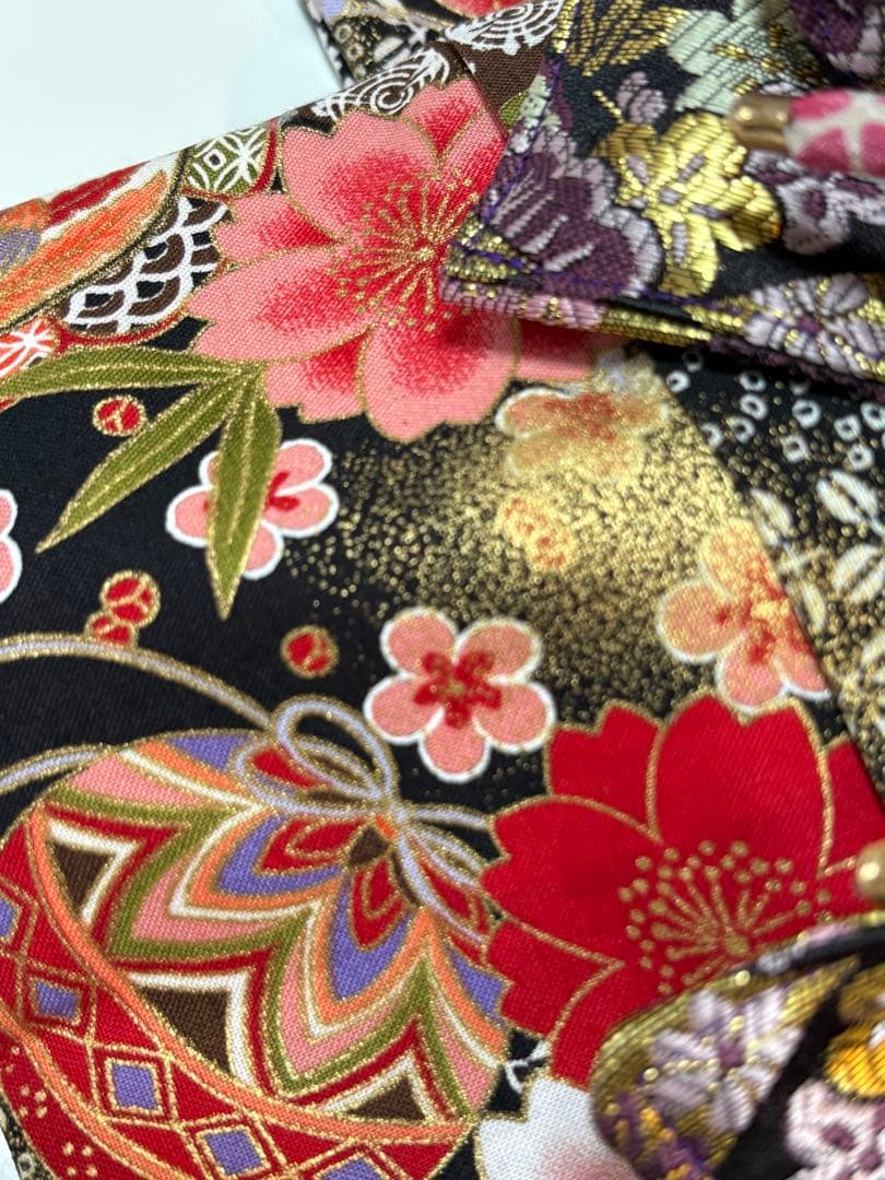 ★新作★完成品☆犬服☆つまみ細工帯飾り付き 犬用着物Sサイズ 女の子和柄ブラック