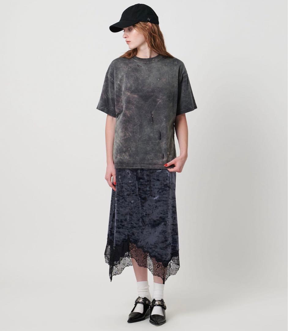 ASTRAET＞ベロア/レース イレギュラーヘムスカ