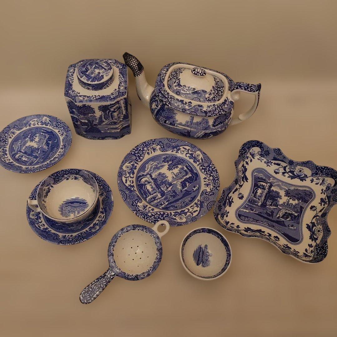 値下げ！！spode 青と白の風景画 ティーセット