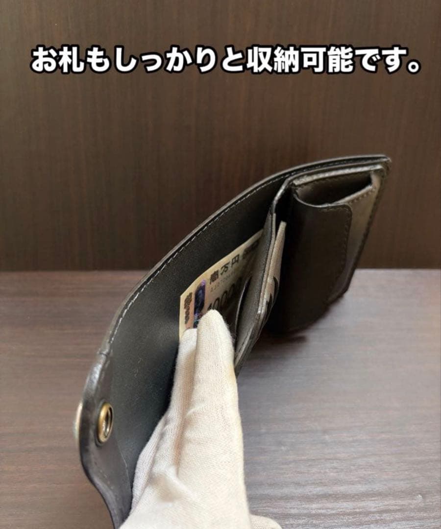 牛ヌメ革　ハンドメイド　折り財布　栃木レザー（サドルレザー）メンズ　ライダース