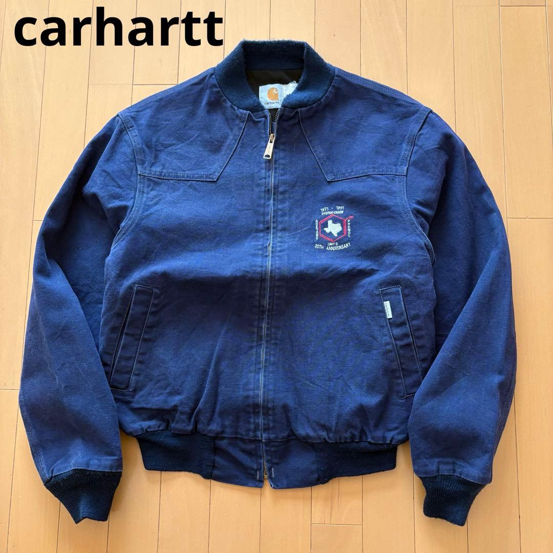 美品◎カーハート 80s サンタフェ 襟なし ネイビー M USA 100周年