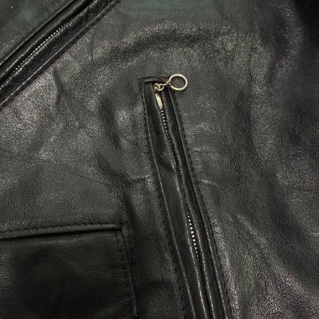 【USA製】Excelled ダブル ライダースジャケット 本革 46 黒 希少