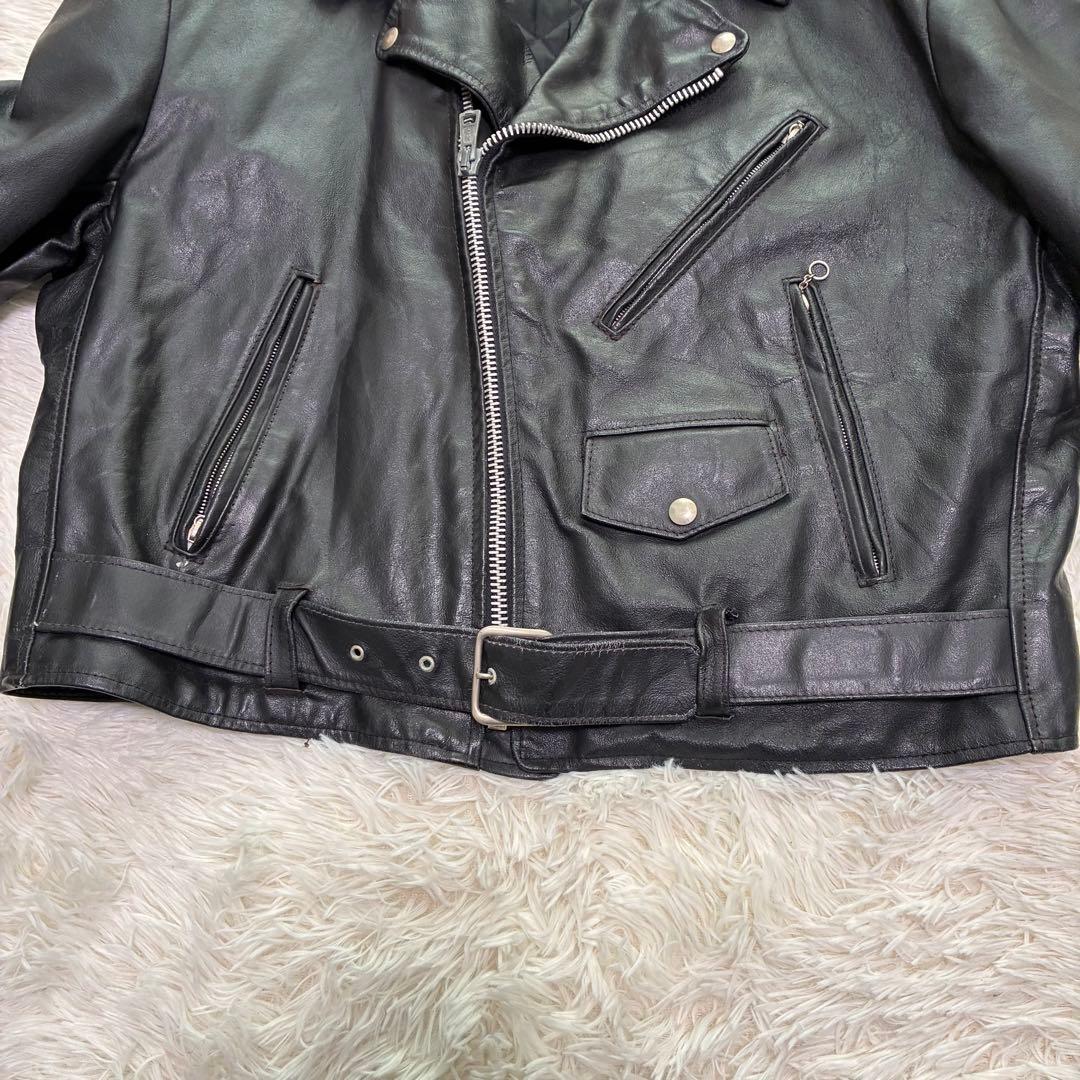 【USA製】Excelled ダブル ライダースジャケット 本革 46 黒 希少