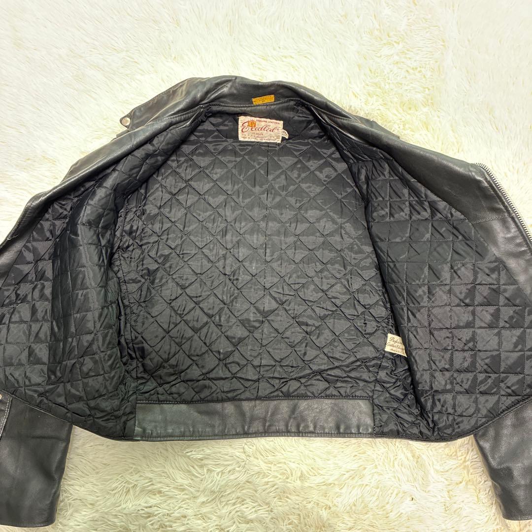 【USA製】Excelled ダブル ライダースジャケット 本革 46 黒 希少