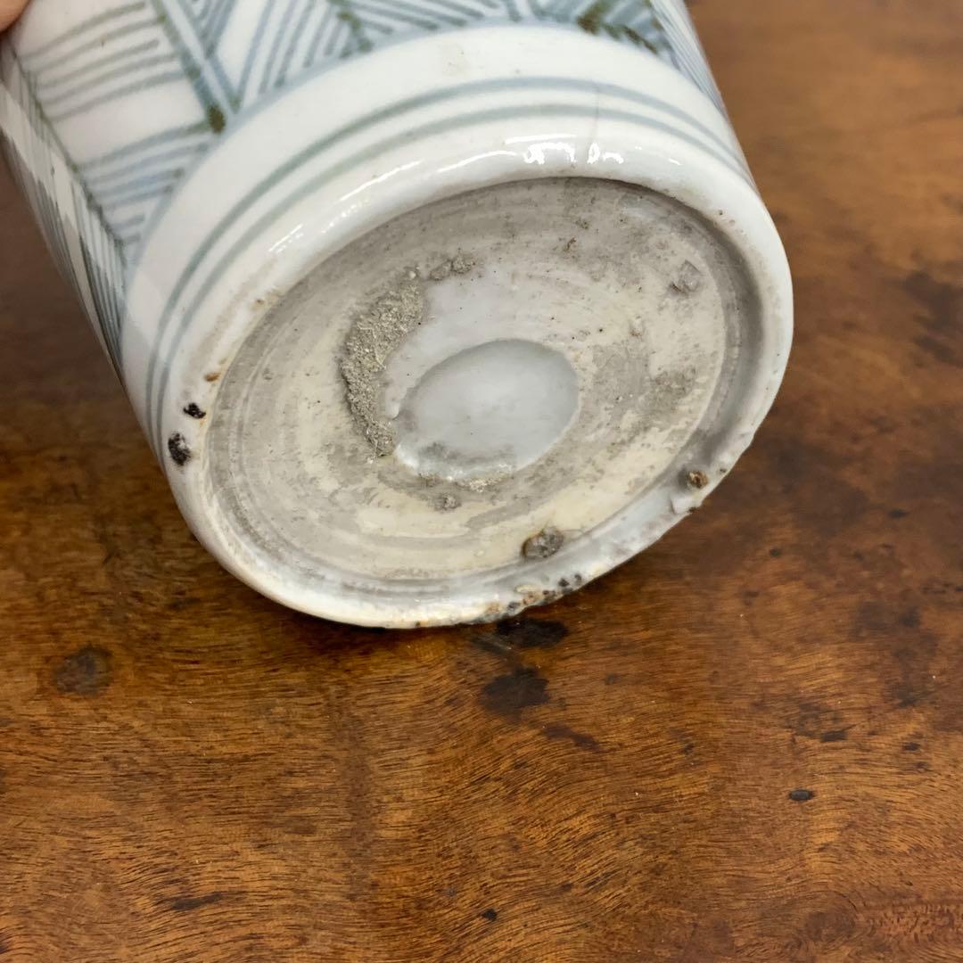 蕎麦猪口 2点 染付 矢羽根文 幾何学模様 江戸 時代 小鉢 アンティーク B②