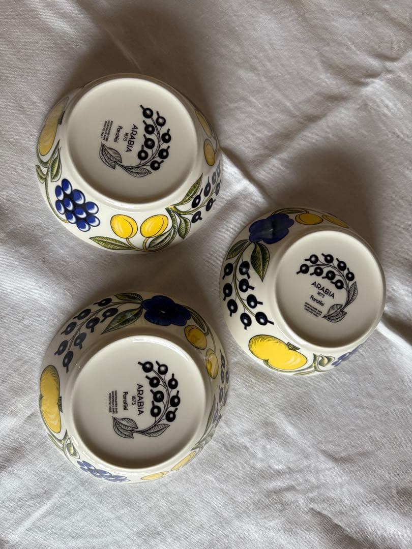 ARABIA イエローパラティッシ ボウル 17センチ3個セット