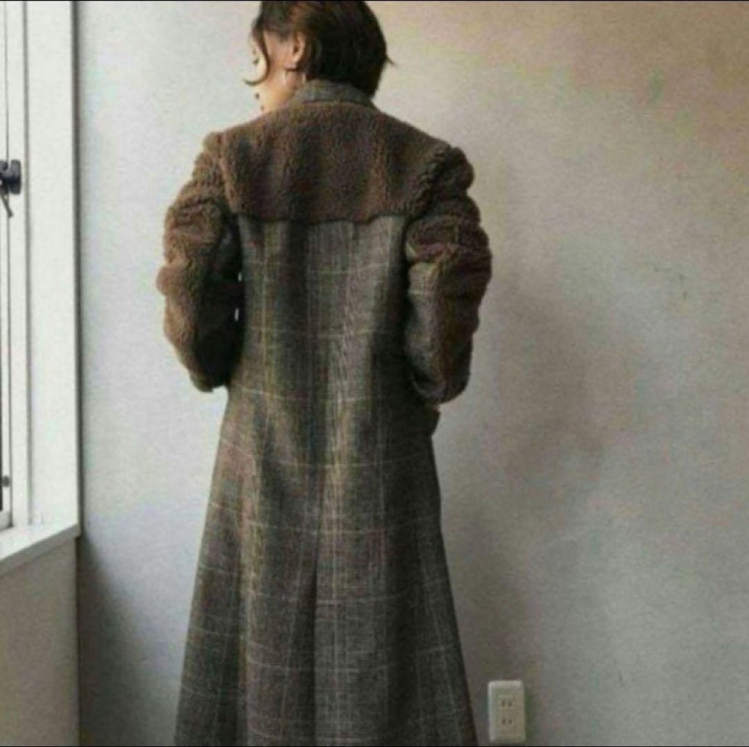 ジャケット・アウター FUR LINE GLEN CHECK COAT ameri vantage
